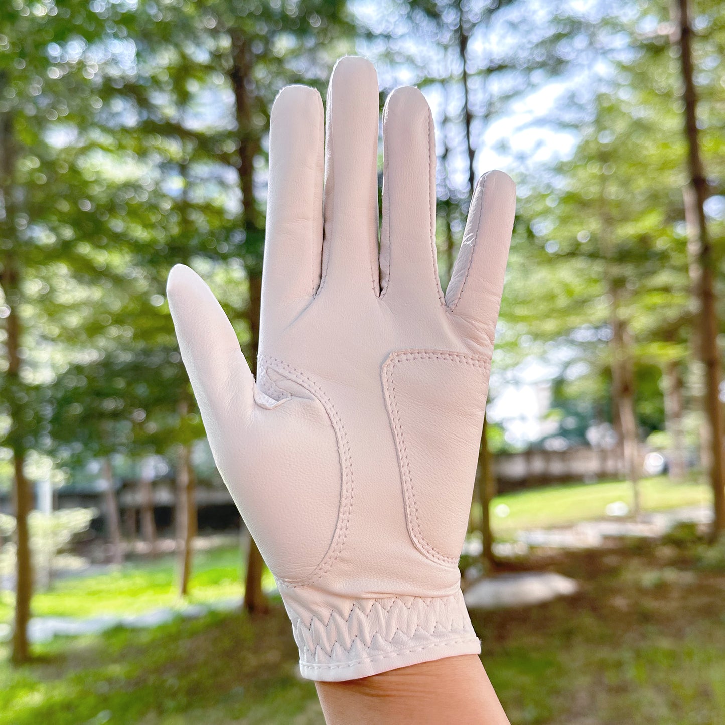 PINKTEE Women’s Leather Golf Glove with Removable Golf Ball Marker Full Finger Fit Size S M L XL
