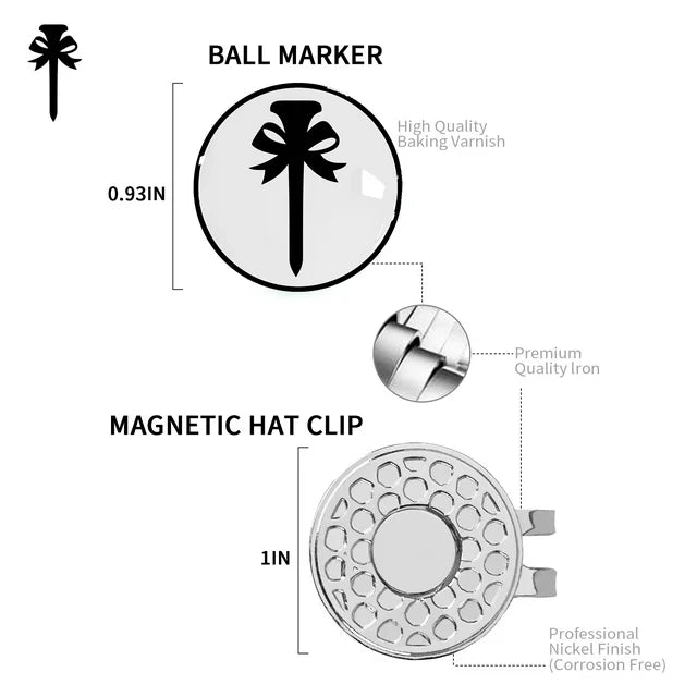PINKTEE Golf Ball Marker with Hat Clip Sets Removable Attaches Golf Gift for Women Golfer Professional Golf Training Aids Accessories,3 Pieces
