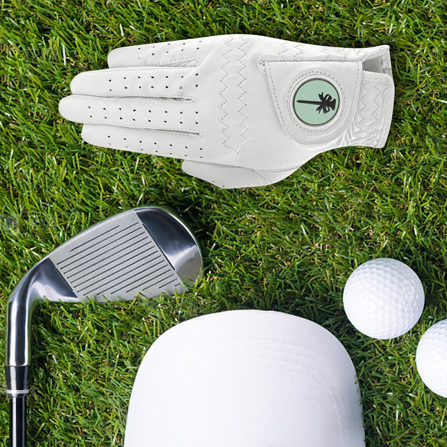 PINKTEE Golf Gloves for Women Left Hand Soft Leather with Ball Marker Full Finger Fit Size S M L XL