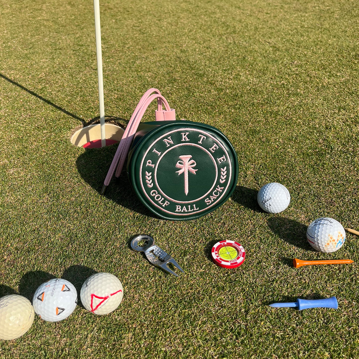 Golf Ball Sack "BIRDIE SACK" Valuables Pouch Leather Bag Bucket Waist Design Golf Bag