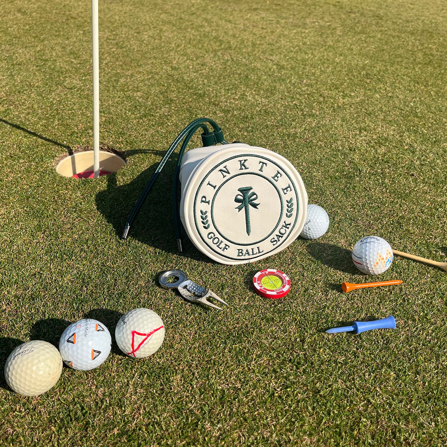 Golf Ball Sack "BIRDIE SACK" Valuables Pouch Leather Bag Bucket Waist Design Golf Bag