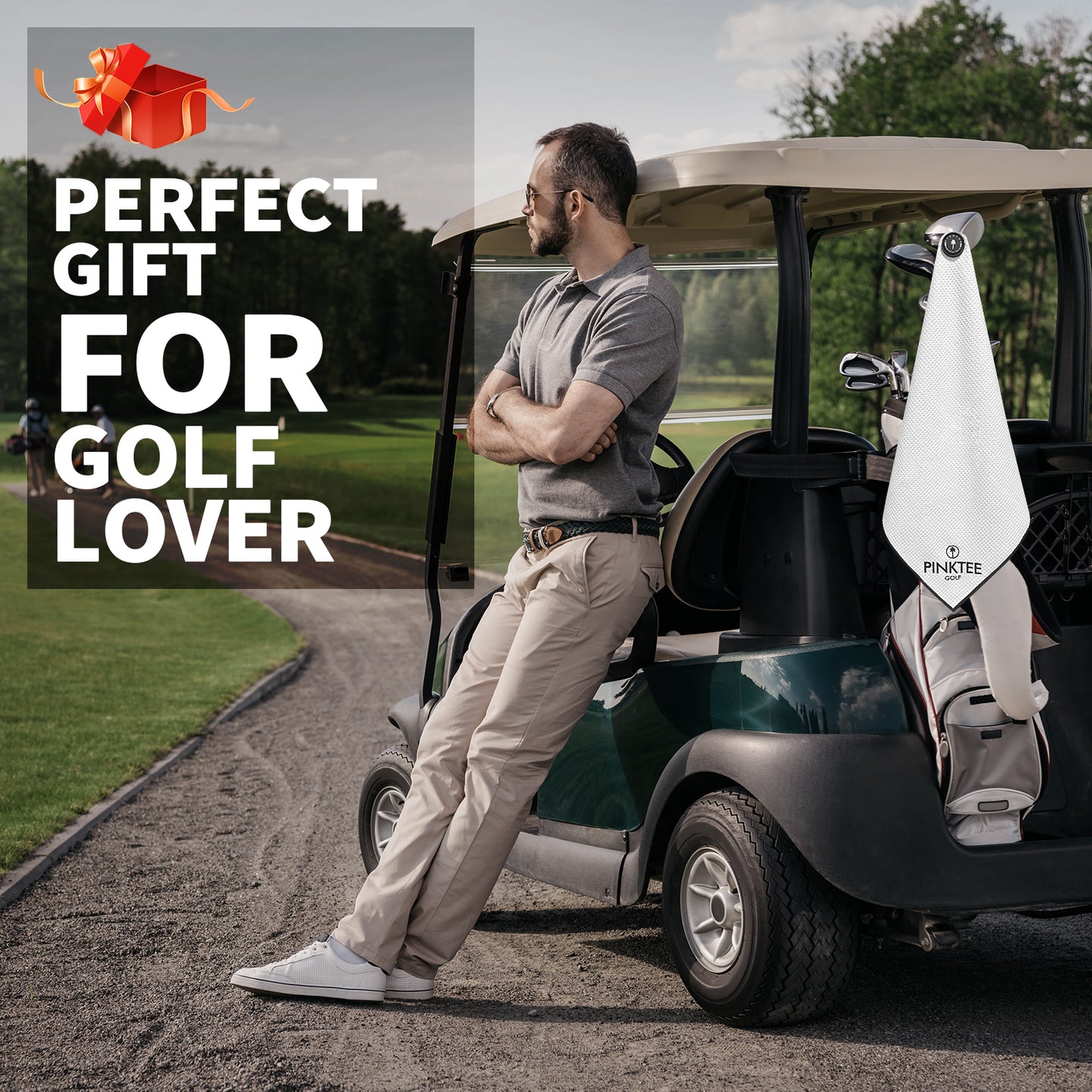 Magnetic Golf Towel, White 18x18'' Microfiber Golf Towel Golf Gifts for Men Women Strong Hold to Golf Carts or Clubs