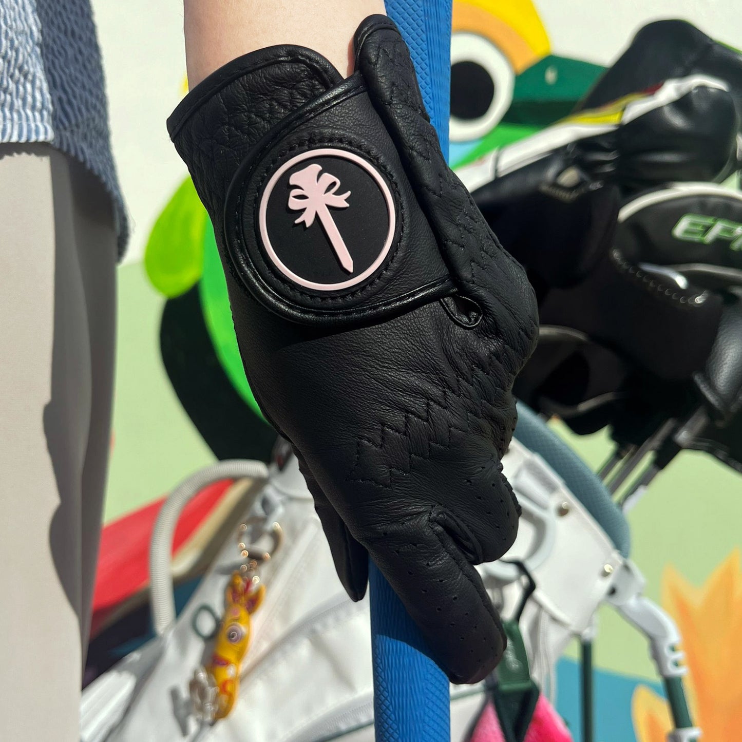 PINKTEE Women's Golf Glove Premium Cabretta Leather Ladies Left Hand Glove All Weather Grip Elastic Wristband