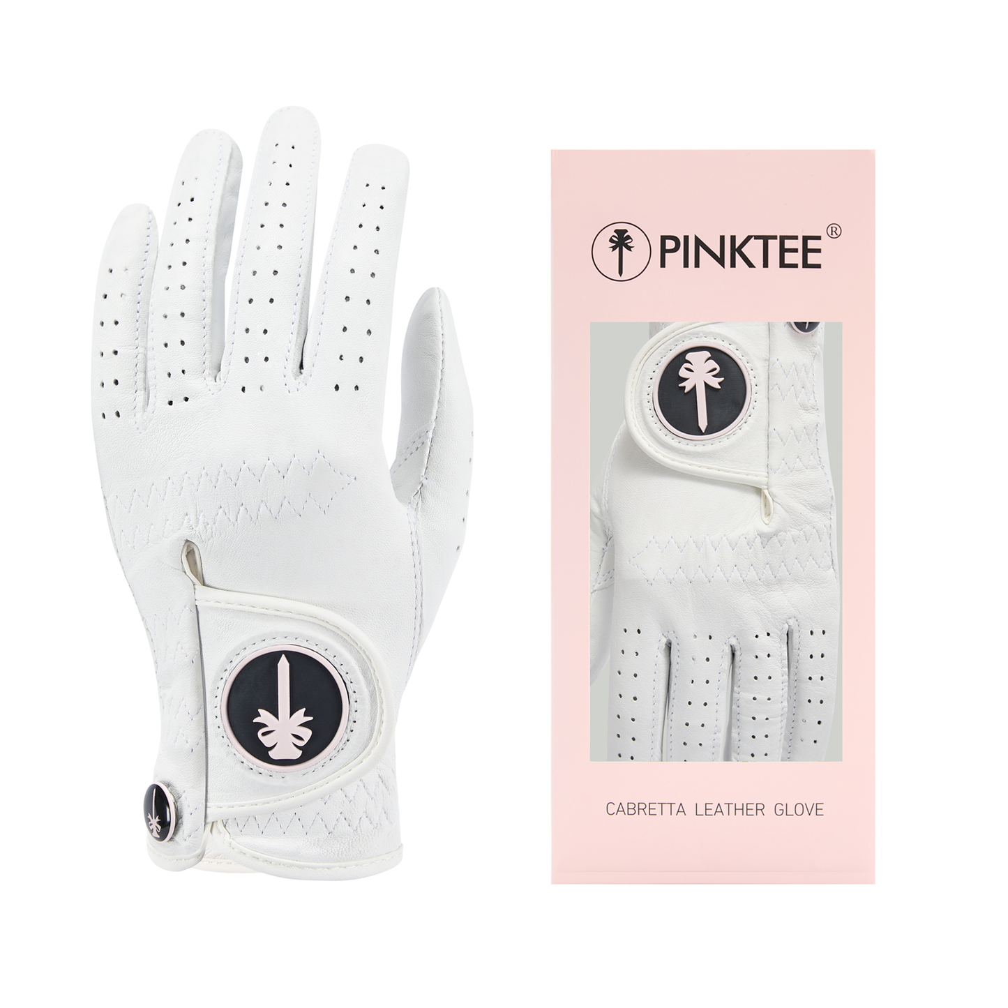 PINKTEE Women's Golf Glove Soft Cabretta Leather Left Hand Grip Comfort Fit Small Medium Large for Outdoor Sports Golf Tournament