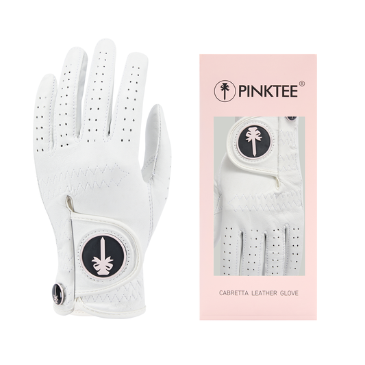 PINKTEE Women's Golf Glove Soft Cabretta Leather Left Hand Grip Comfort Fit Small Medium Large for Outdoor Sports Golf Tournament