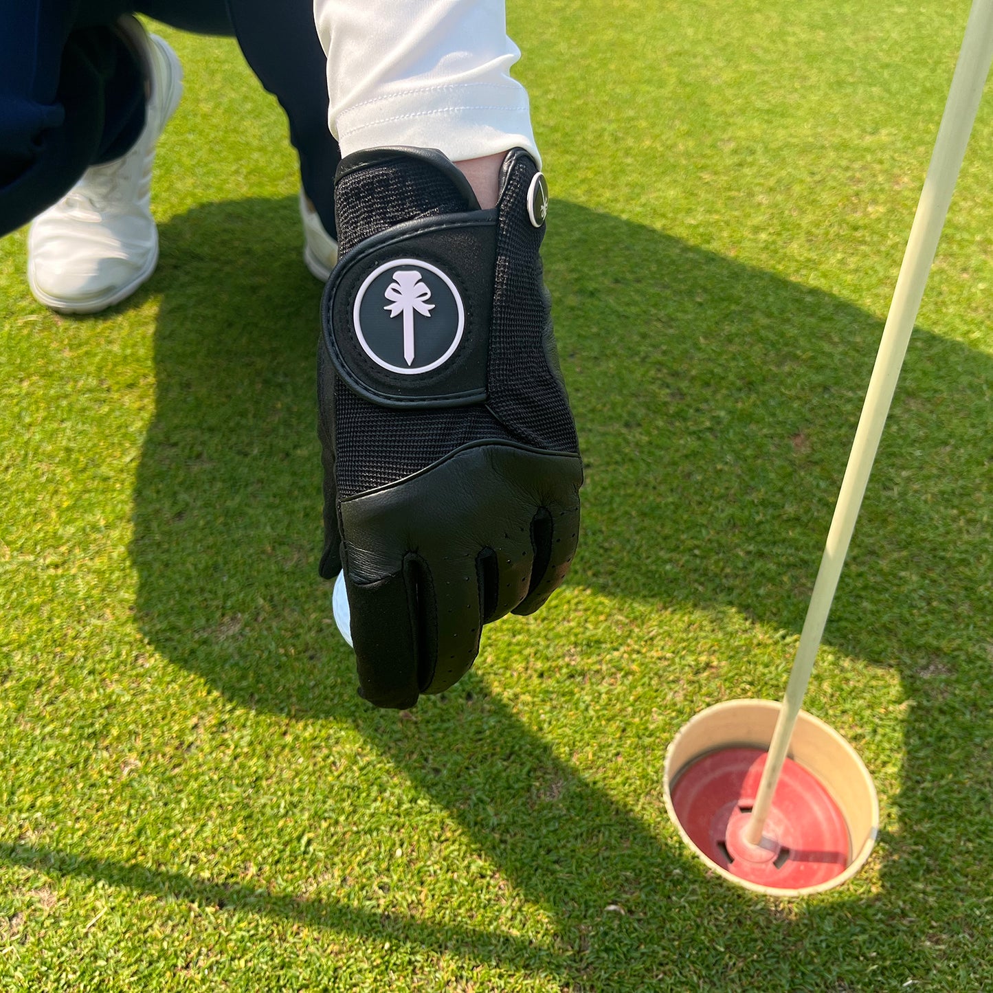 PINKTEE Women's  All Weather Golf Glove Left Hand Ladies RainGrip Soft Golf Gloves with Ball Marker-blackpink