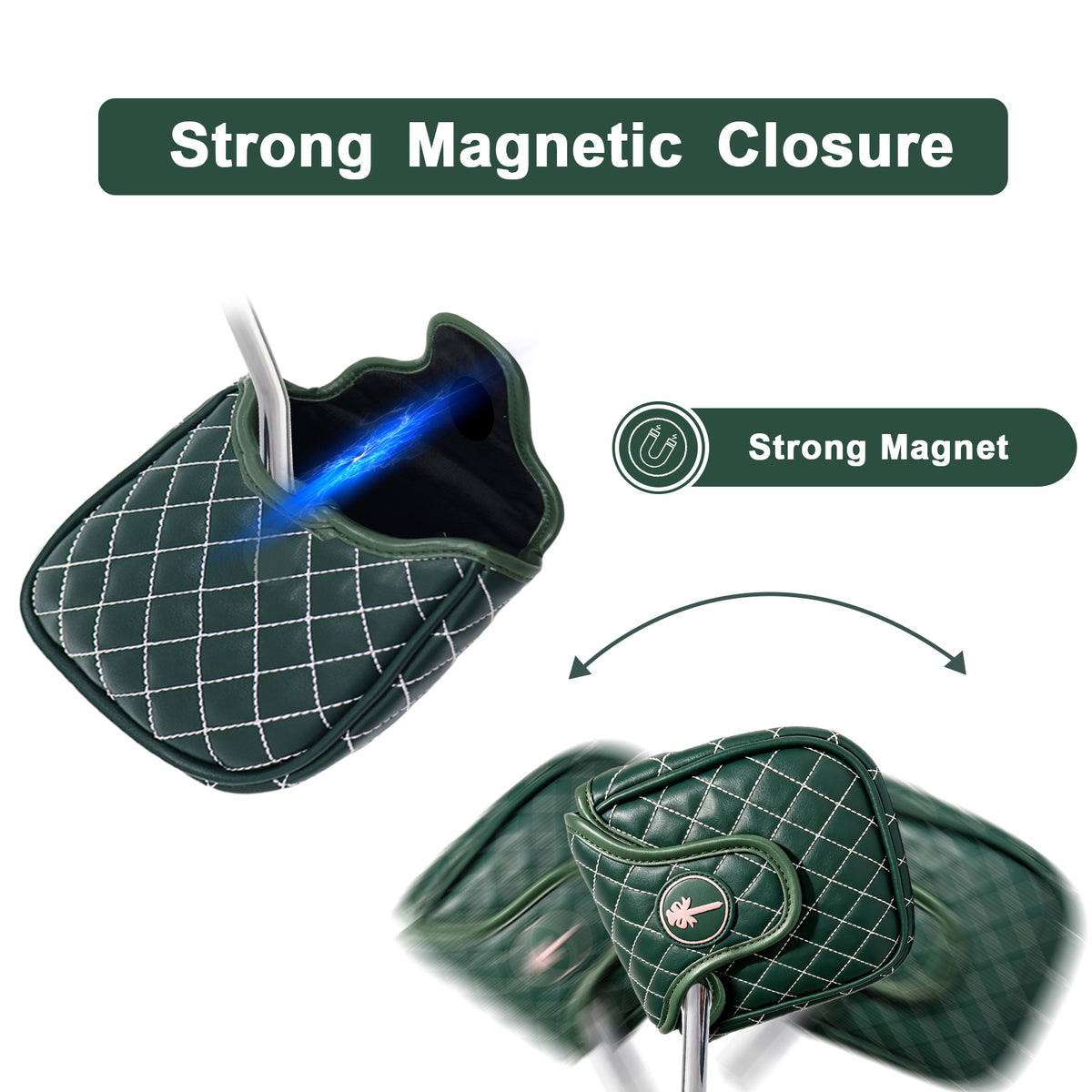 Golf Putter Cover, Premium Embroidery PU Leather, Blade Mallet Putter Headcover, Protector for Golf Club