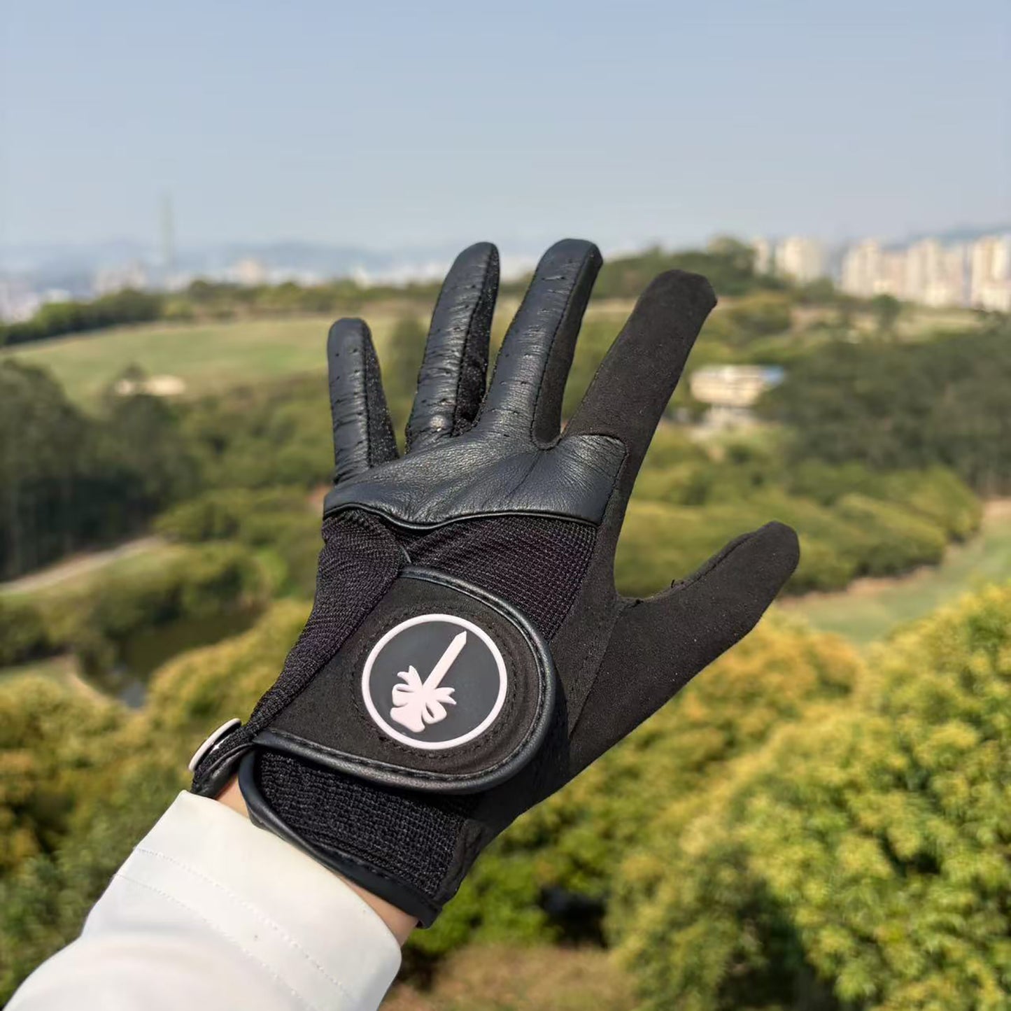 PINKTEE Women's  All Weather Golf Glove Left Hand Ladies RainGrip Soft Golf Gloves with Ball Marker-blackpink