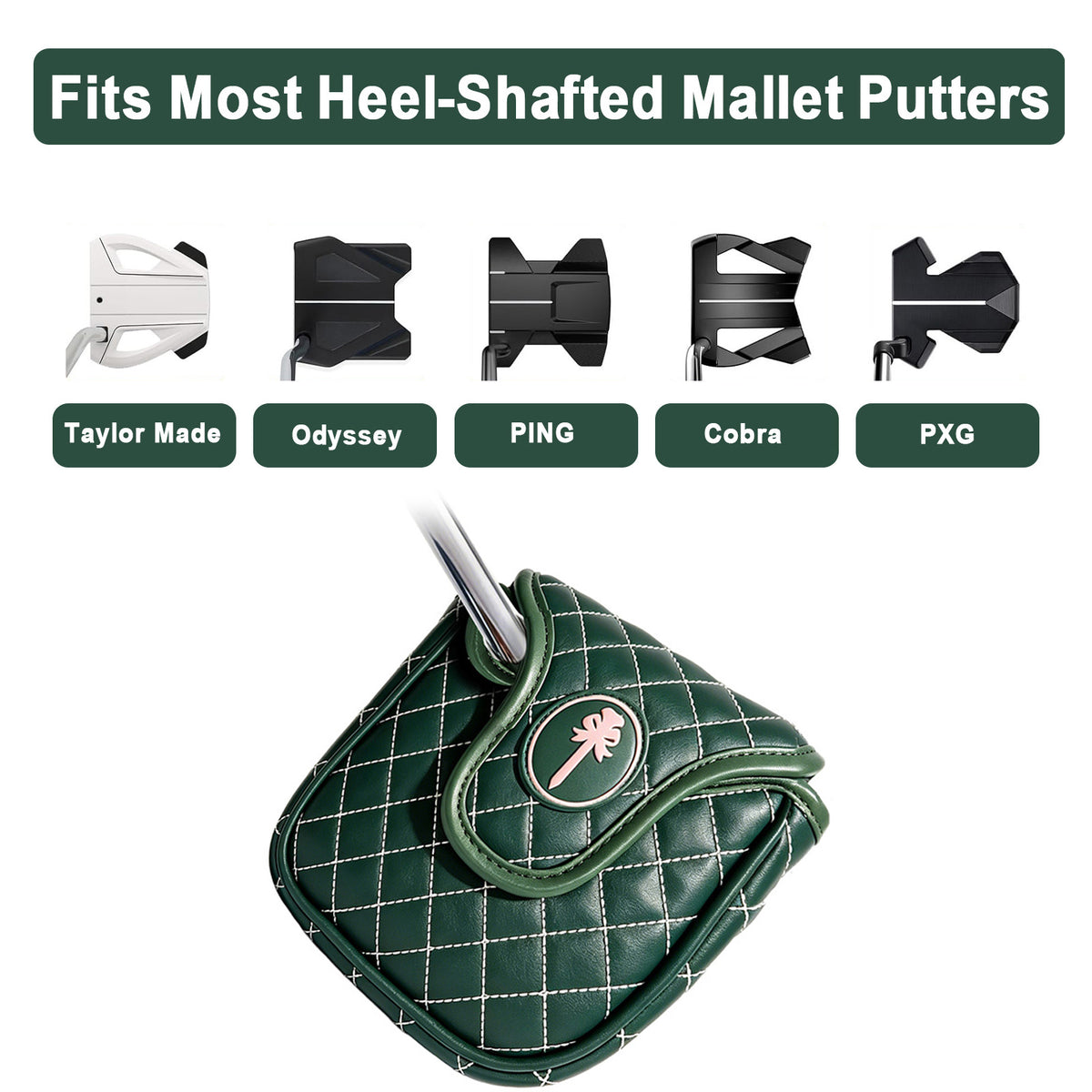 Golf Putter Cover, Premium Embroidery PU Leather, Blade Mallet Putter Headcover, Protector for Golf Club