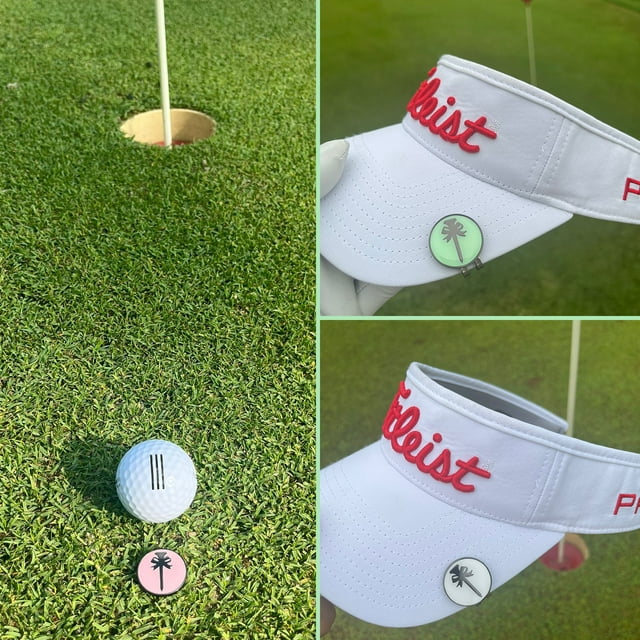 PINKTEE Golf Ball Marker with Hat Clip Sets Removable Attaches Golf Gift for Women Golfer Professional Golf Training Aids Accessories,3 Pieces