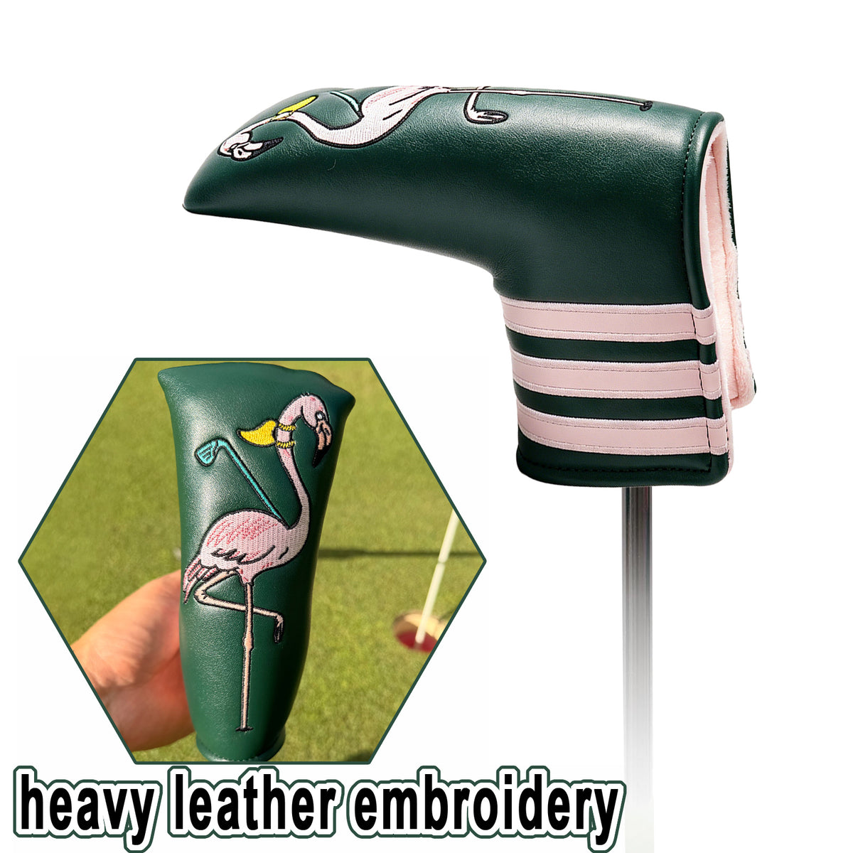 Golf Golf Club Headcover, Premium Embroidery PU Leather Blade Mallet Putter
