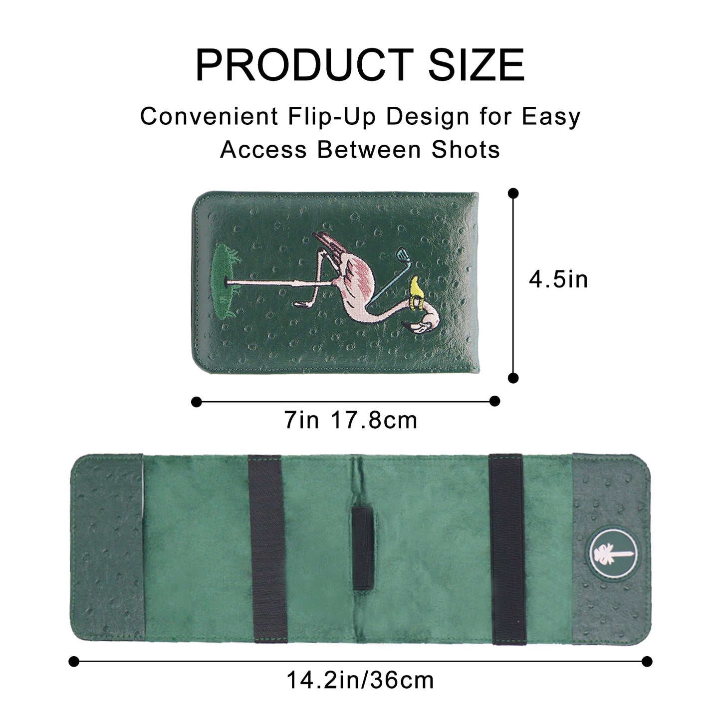 PINKTEE Golf Scorecard Holder and Yardage Book Cover with Embroidery Deluxe Leather Case Protector Value Pocket Score Card Covers Gift for Men Women Golfer