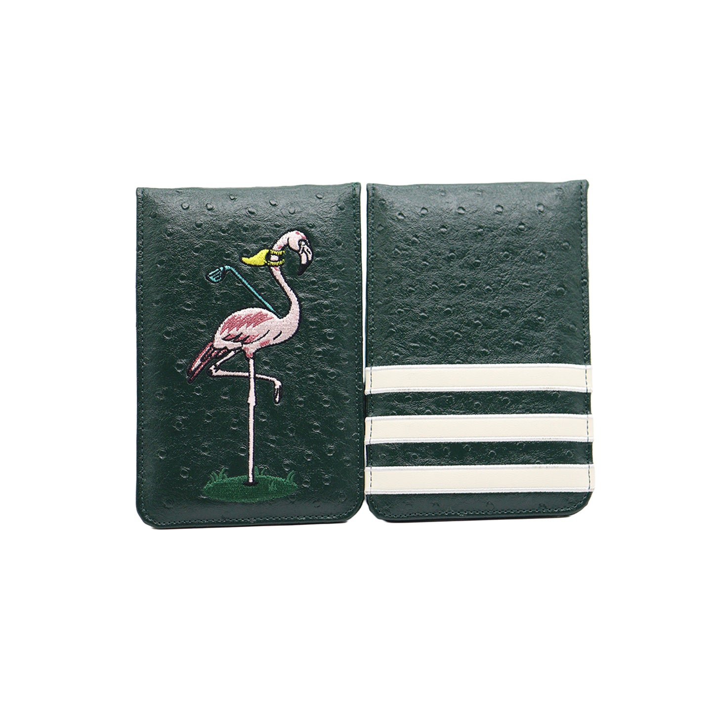 PINKTEE Golf Scorecard Holder and Yardage Book Cover with Embroidery Deluxe Leather Case Protector Value Pocket Score Card Covers Gift for Men Women Golfer