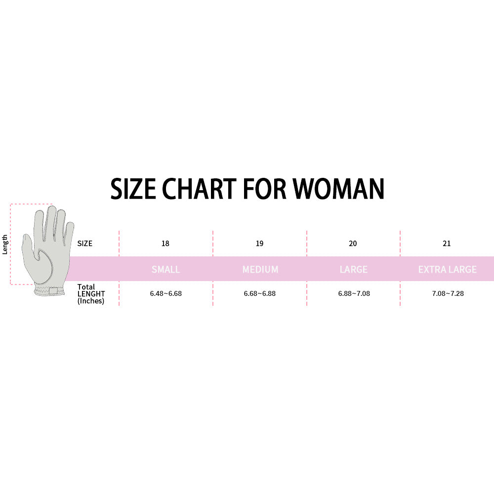 PINKTEE Women's Cabretta Leather Left Hand Golf Glove with Ball Marker, Size Small Medium Large XL