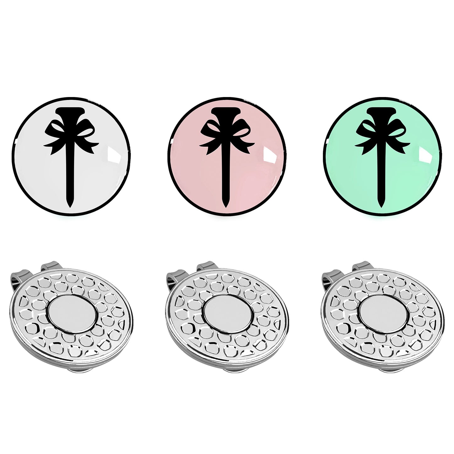 PINKTEE Golf Ball Marker with Hat Clip Sets Removable Attaches Golf Gift for Women Golfer Professional Golf Training Aids Accessories,3 Pieces