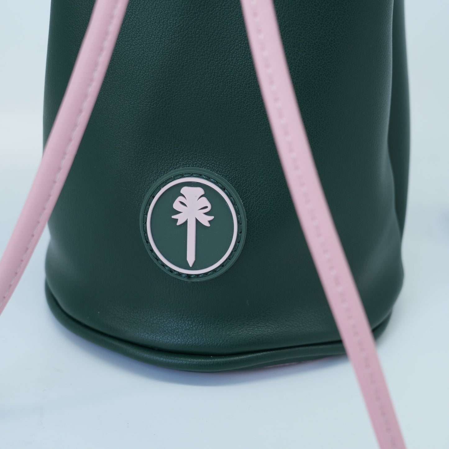 PINKTEE Golf Valuables Pouch Ball Sack with Drawstrings Leather Bucket Waist Design Golf Tee Pouch Golf Bag (Casino Queen)