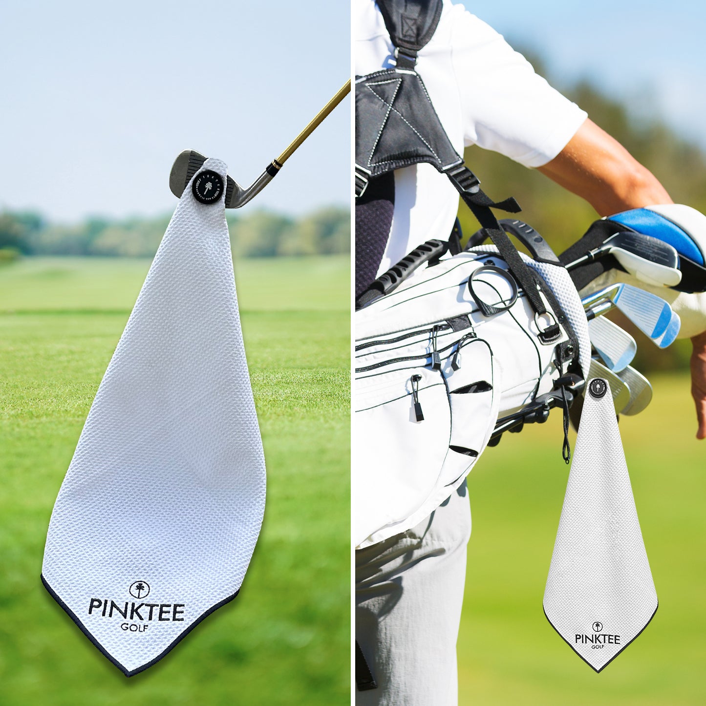 Magnetic Golf Towel, White 18x18'' Microfiber Golf Towel Golf Gifts for Men Women Strong Hold to Golf Carts or Clubs