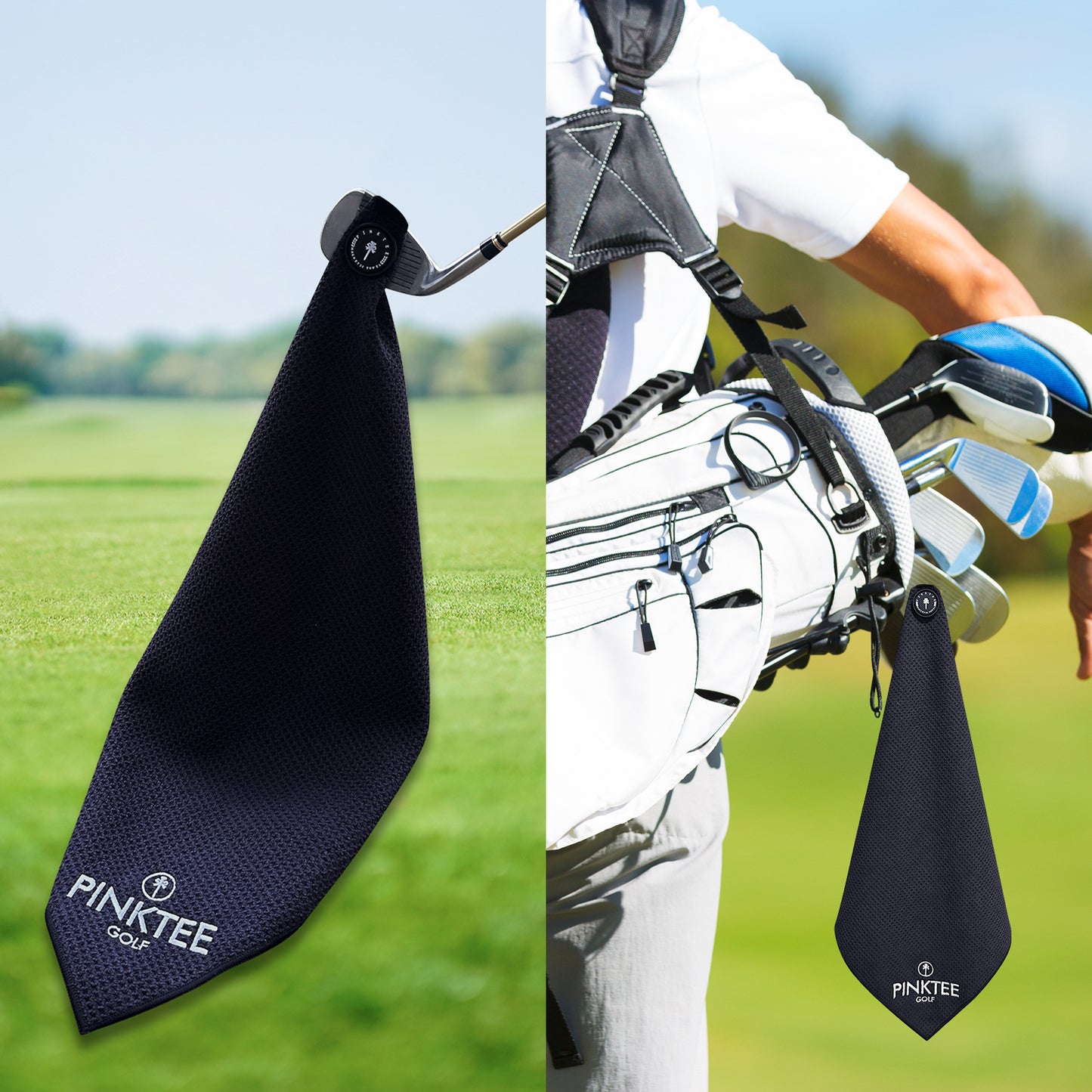 Magnetic Golf Towel, Black 18x18'' Microfiber Golf Towel Golf Gifts for Men Women