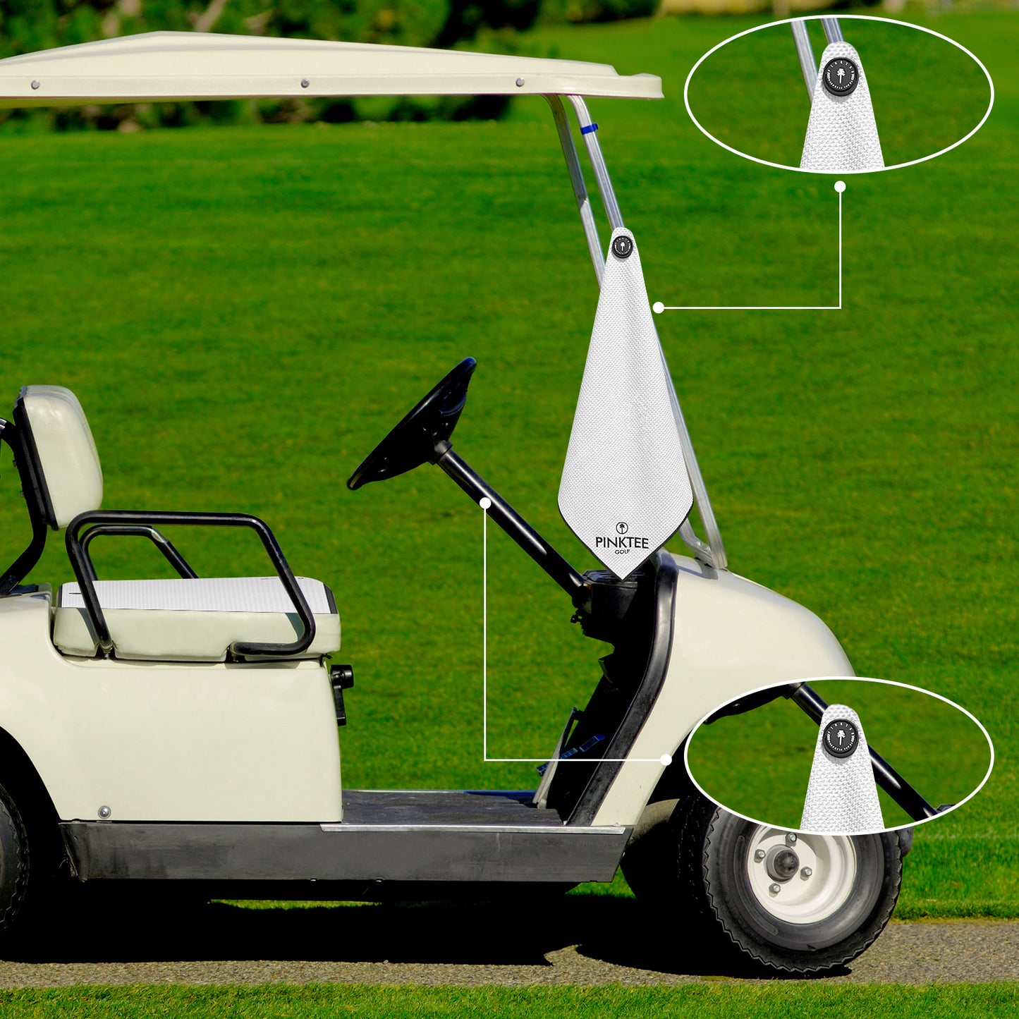 Magnetic Golf Towel, White 18x18'' Microfiber Golf Towel Golf Gifts for Men Women Strong Hold to Golf Carts or Clubs