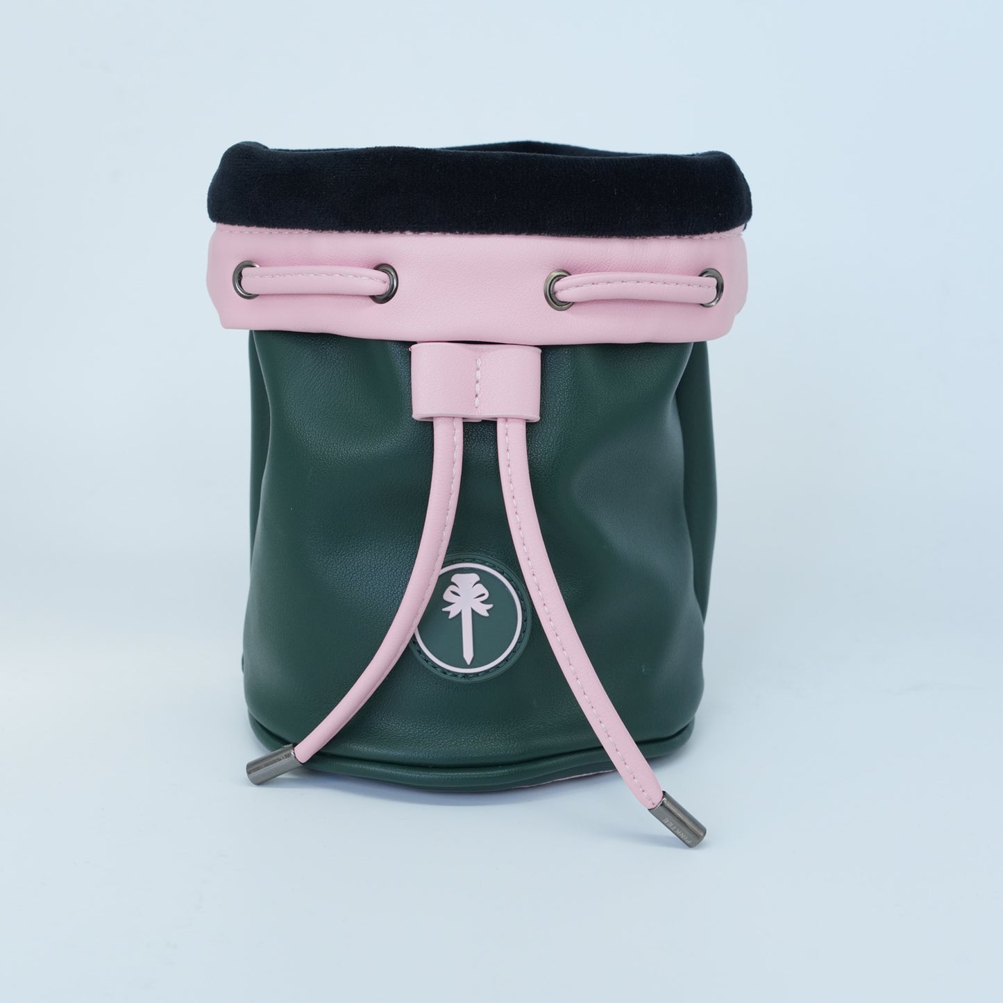 PINKTEE Golf Valuables Pouch Ball Sack with Drawstrings Leather Bucket Waist Design Golf Tee Pouch Golf Bag (Casino Queen)