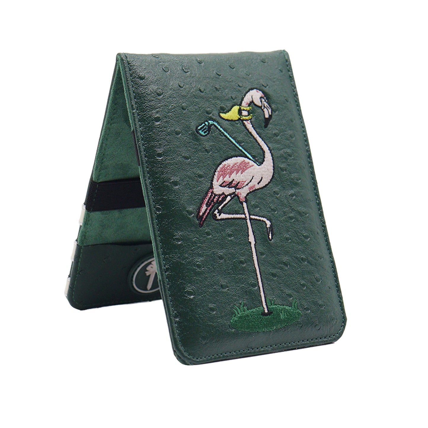 PINKTEE Golf Scorecard Holder and Yardage Book Cover with Embroidery Deluxe Leather Case Protector Value Pocket Score Card Covers Gift for Men Women Golfer