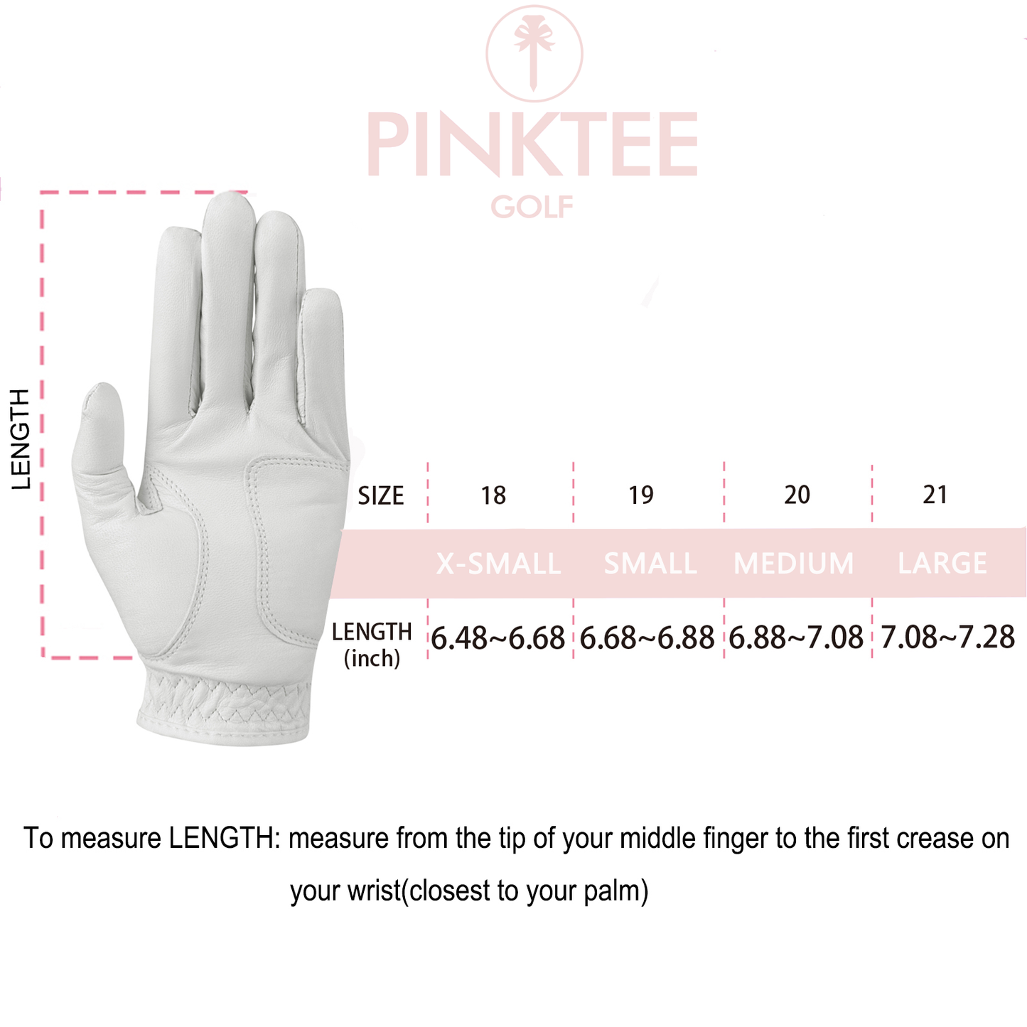 PINKTEE Women’s Leather Golf Glove with Removable Golf Ball Marker Full Finger Fit Size S M L XL