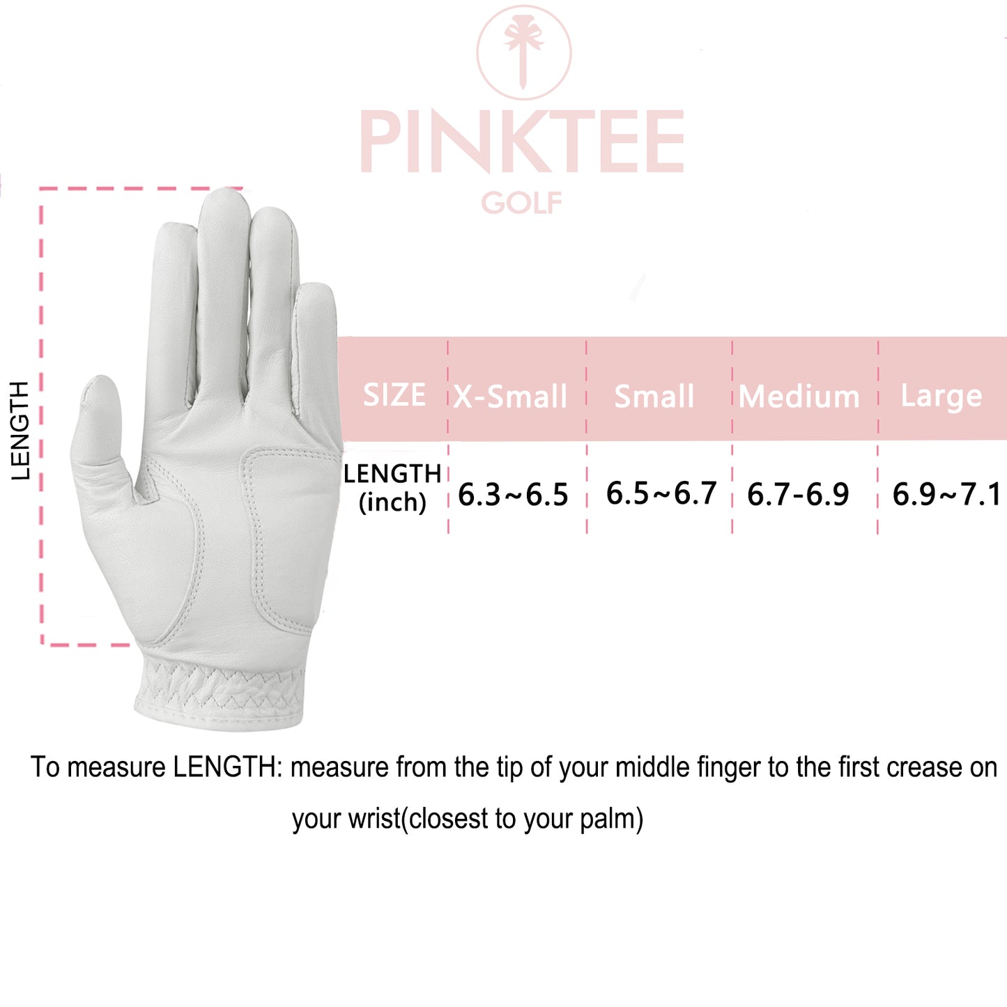 PINKTEE Women’s Leather Golf Glove with Removable Golf Ball Marker Full Finger Fit Size S M L XL