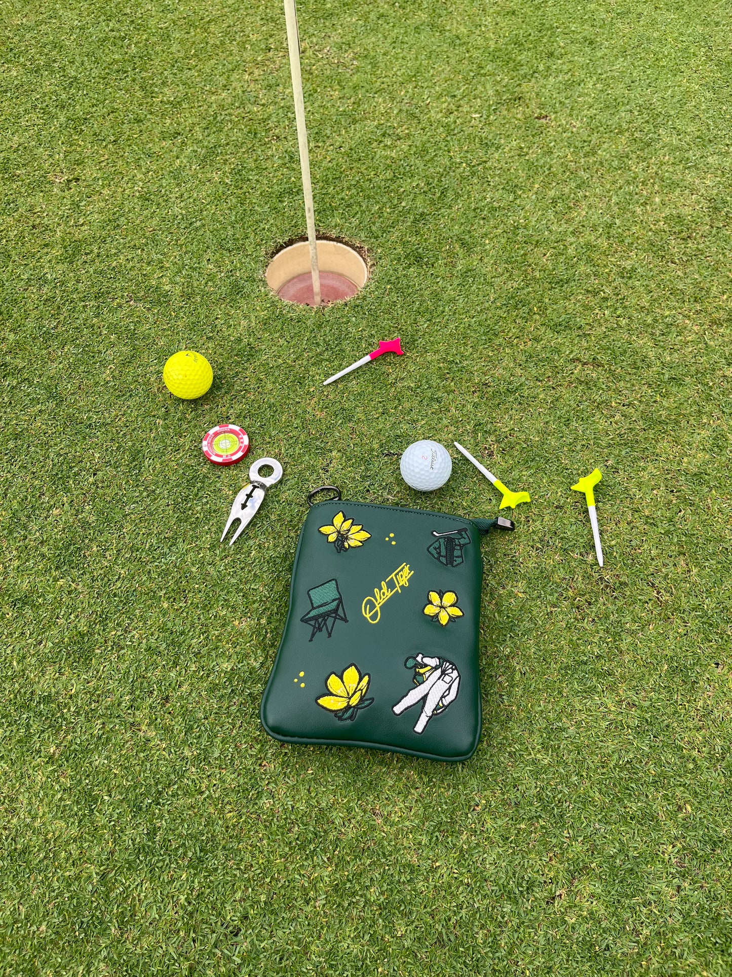 Golf Valuables Pouch with Zipper Leather Golf Tee Bag Waterproof for Men and Women