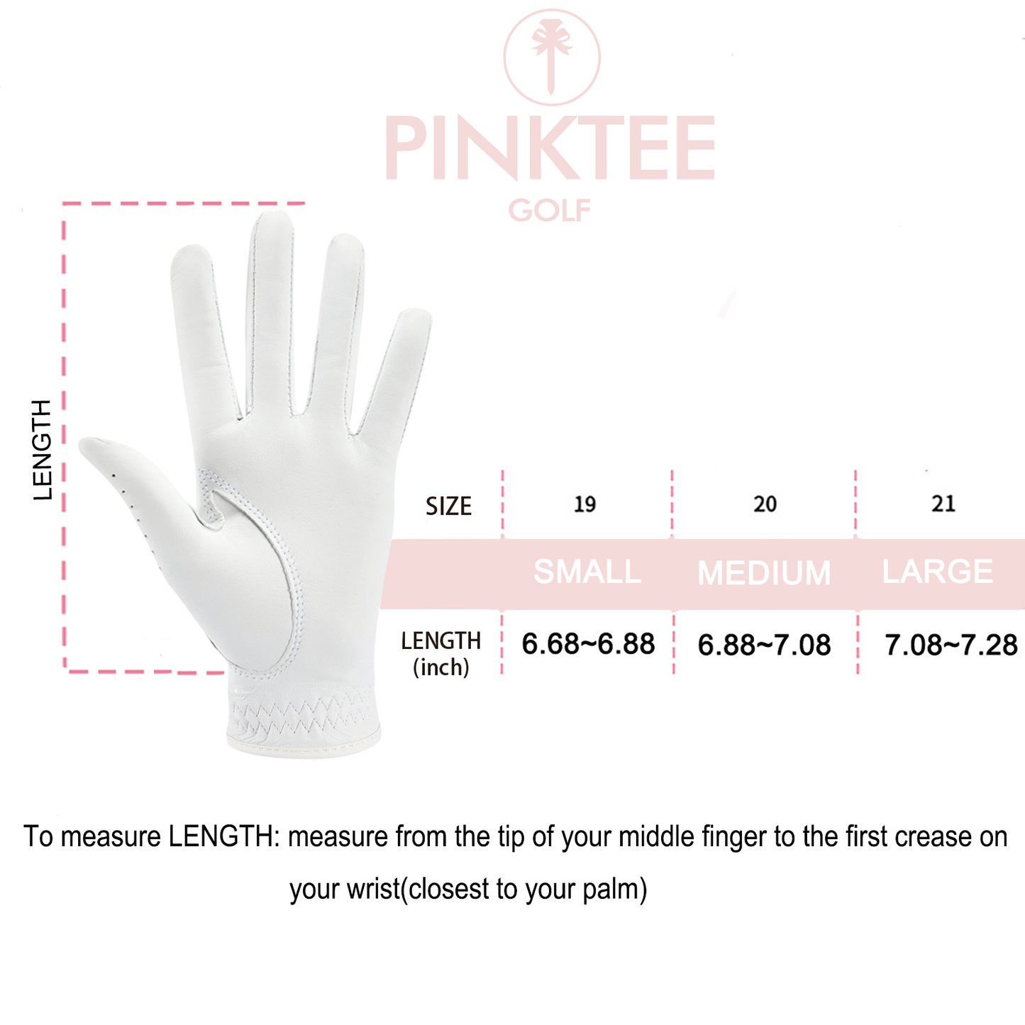PINKTEE Women's Golf Glove Soft Cabretta Leather Left Hand Grip Comfort Fit Small Medium Large for Outdoor Sports Golf Tournament